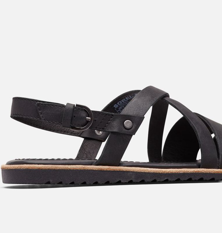 Sorel Dam Sandaler Svarta - Ella™ Criss Cross Flat - LKG-879503